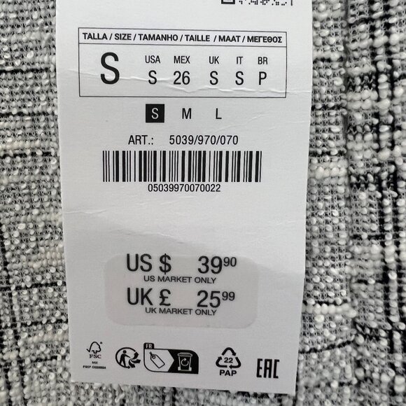 ZARA BRAND NEW Dress ,Black/Grey/white design.  Hits above the knee. - Picture 4 of 5